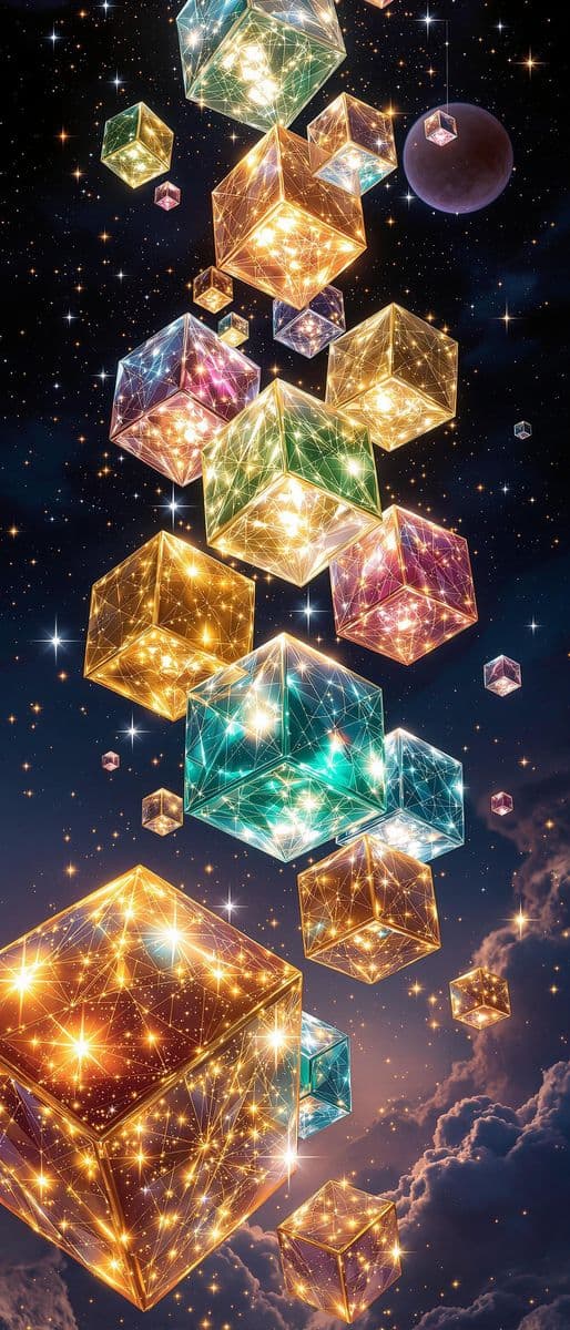 Floating Crystalline Cubes in Twilight