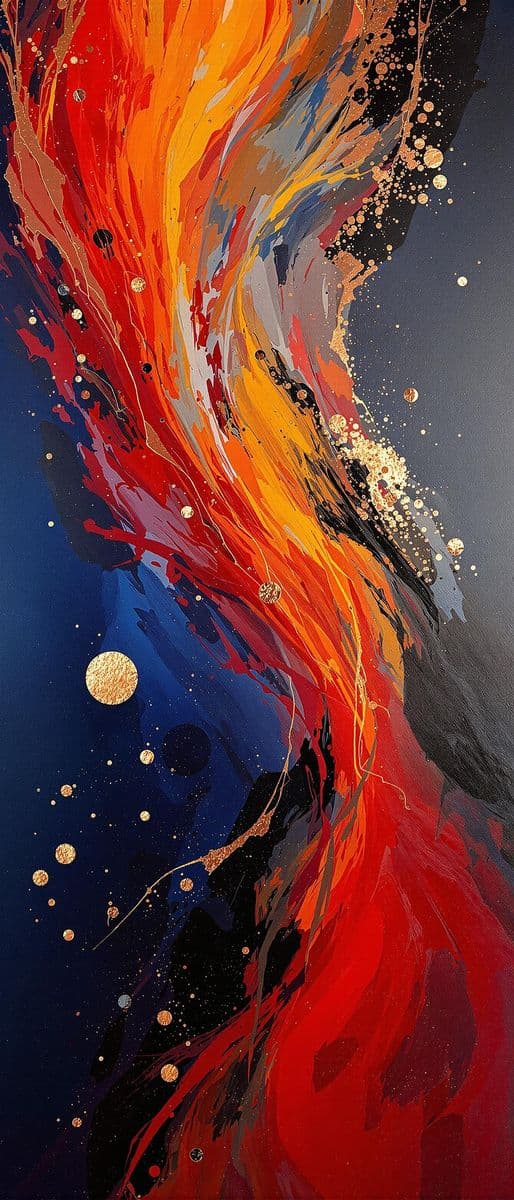 Fiery Dynamics in Crimson and Saffron