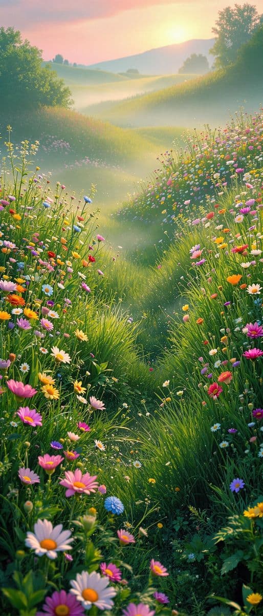 Dawn in the Dewy Meadow