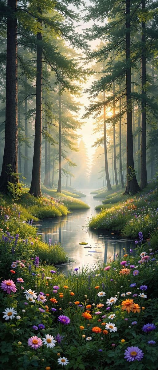 Dawn in the Forest Clearing