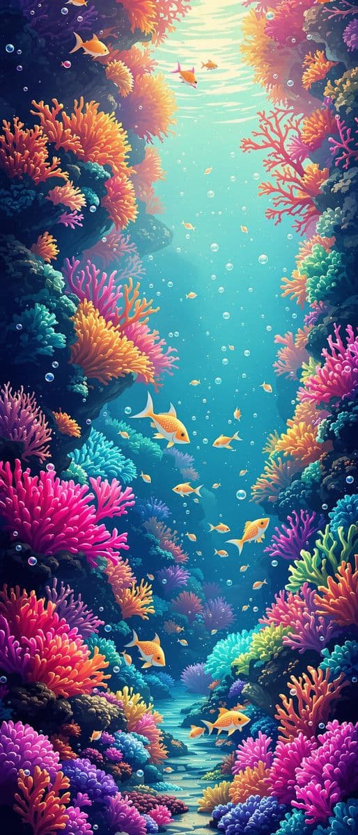 Neon Coral Reef Wonderland