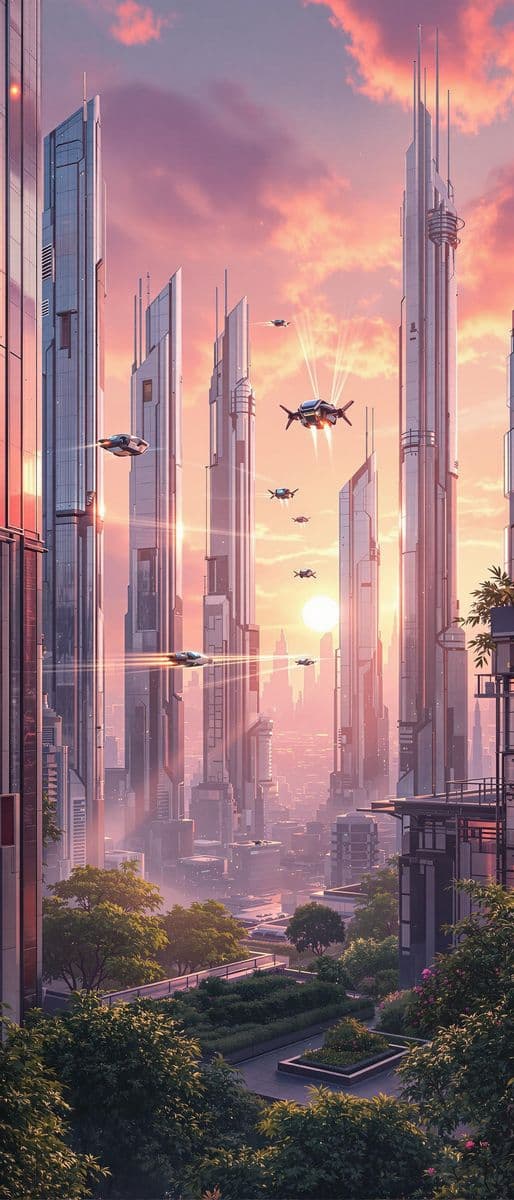 Dawn Over Futuristic City