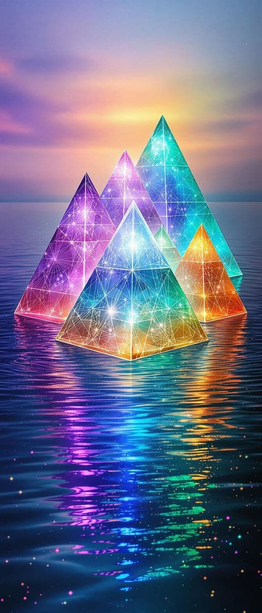 Translucent Pyramids Over Water