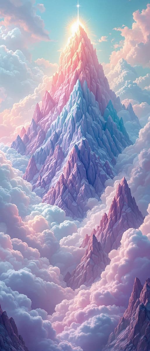 Hovering Mountains in a Pastel Cloudscape