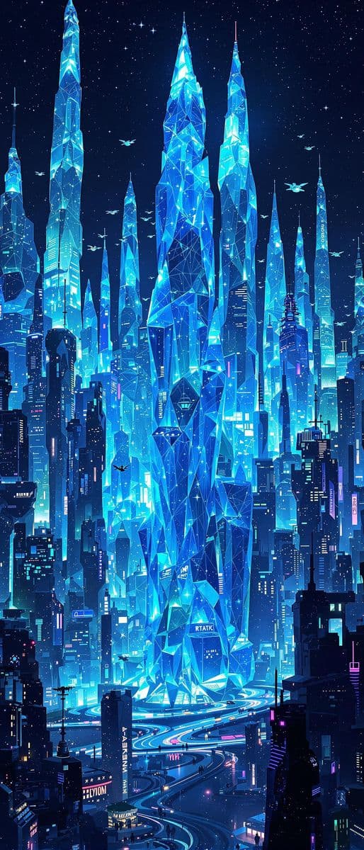 Crystalline Cityscape at Night