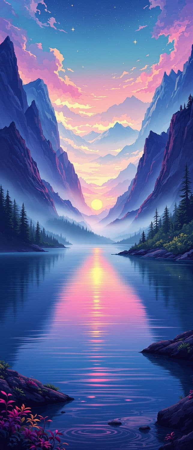 Dawn at the Mountain Lake