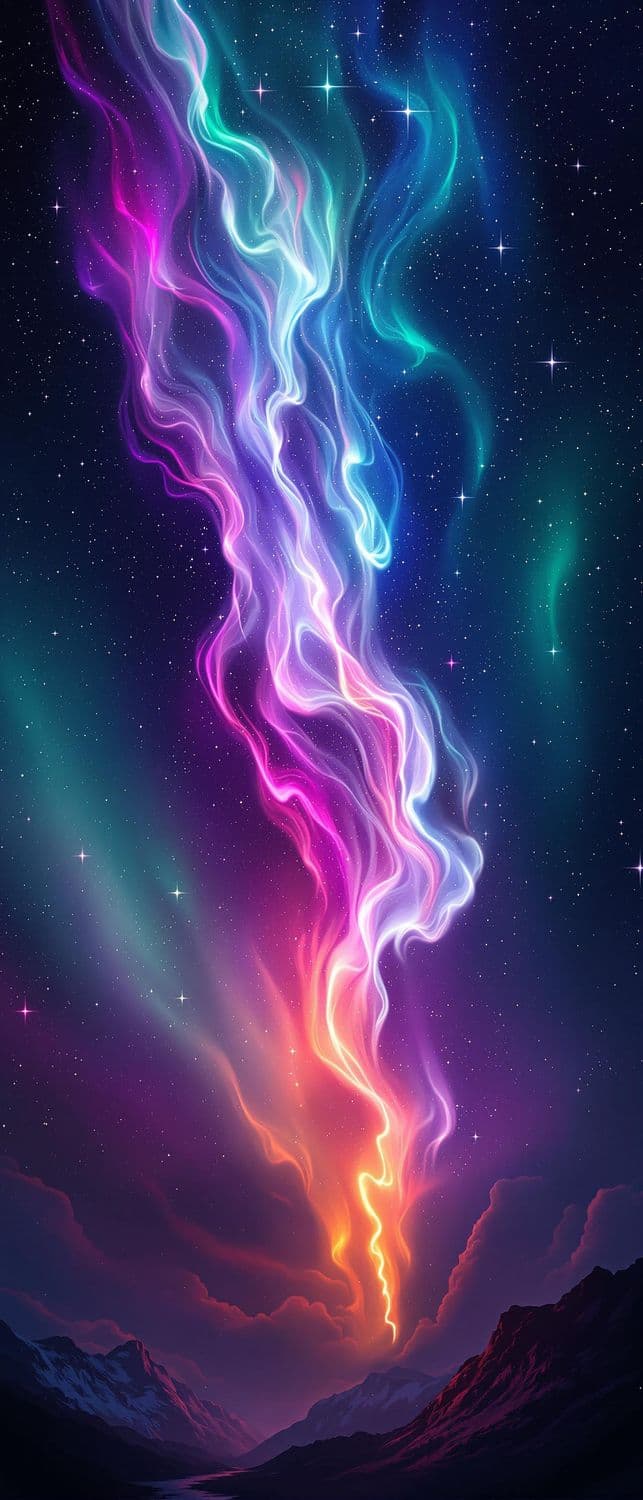 Aurora Dance Over Mountain