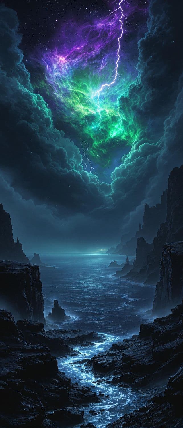 Mystical Ocean Under Alien Skies
