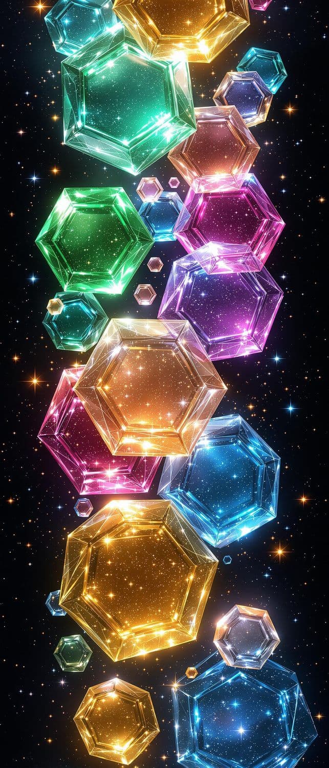 Levitating Gem Hexagons