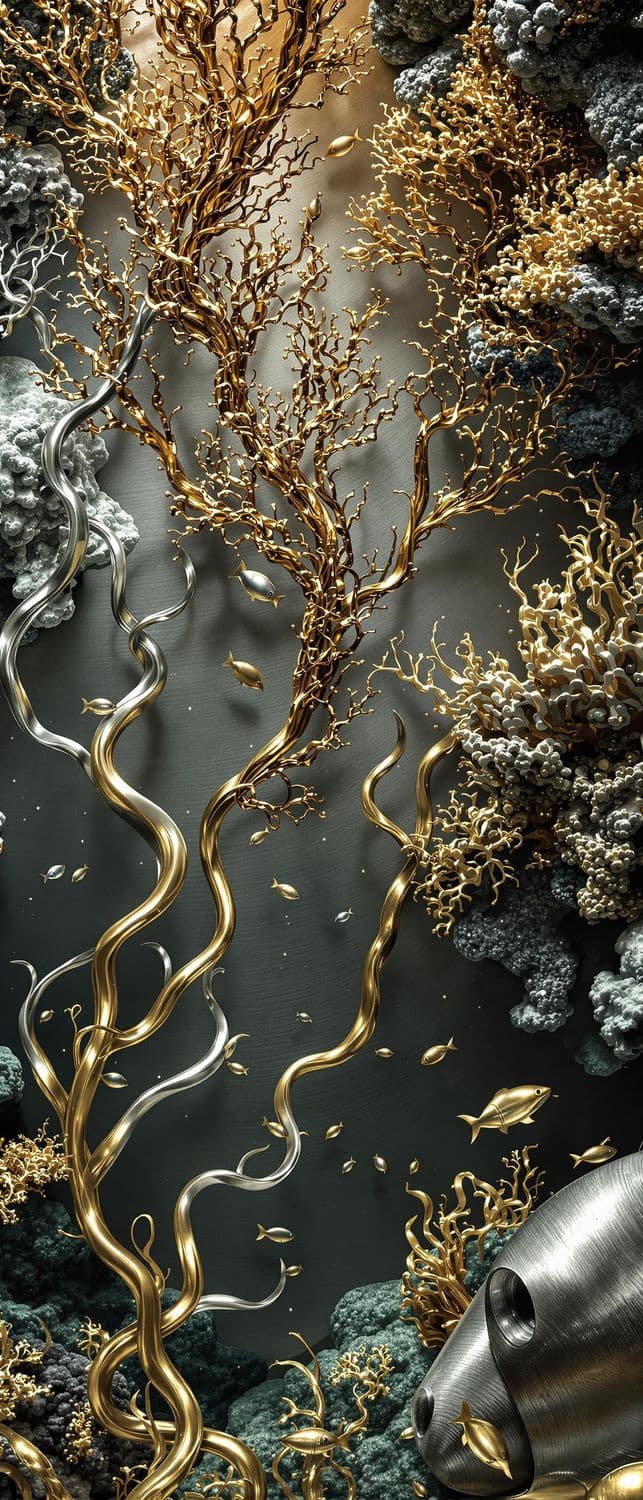Surreal Metallic Underwater World