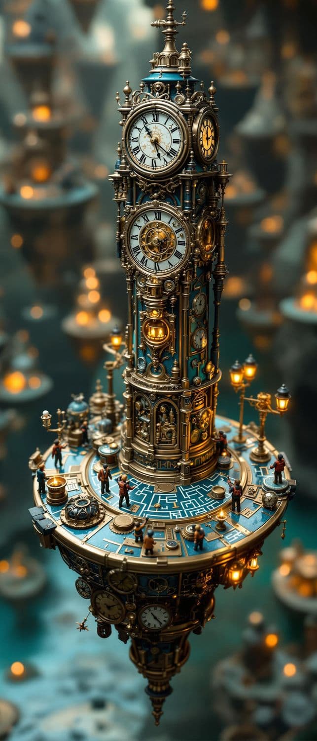 Floating Steampunk Clock Tower