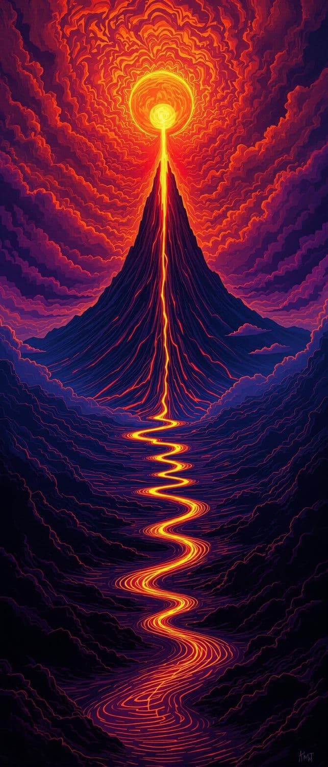 Volcanic Eruption at Dusk