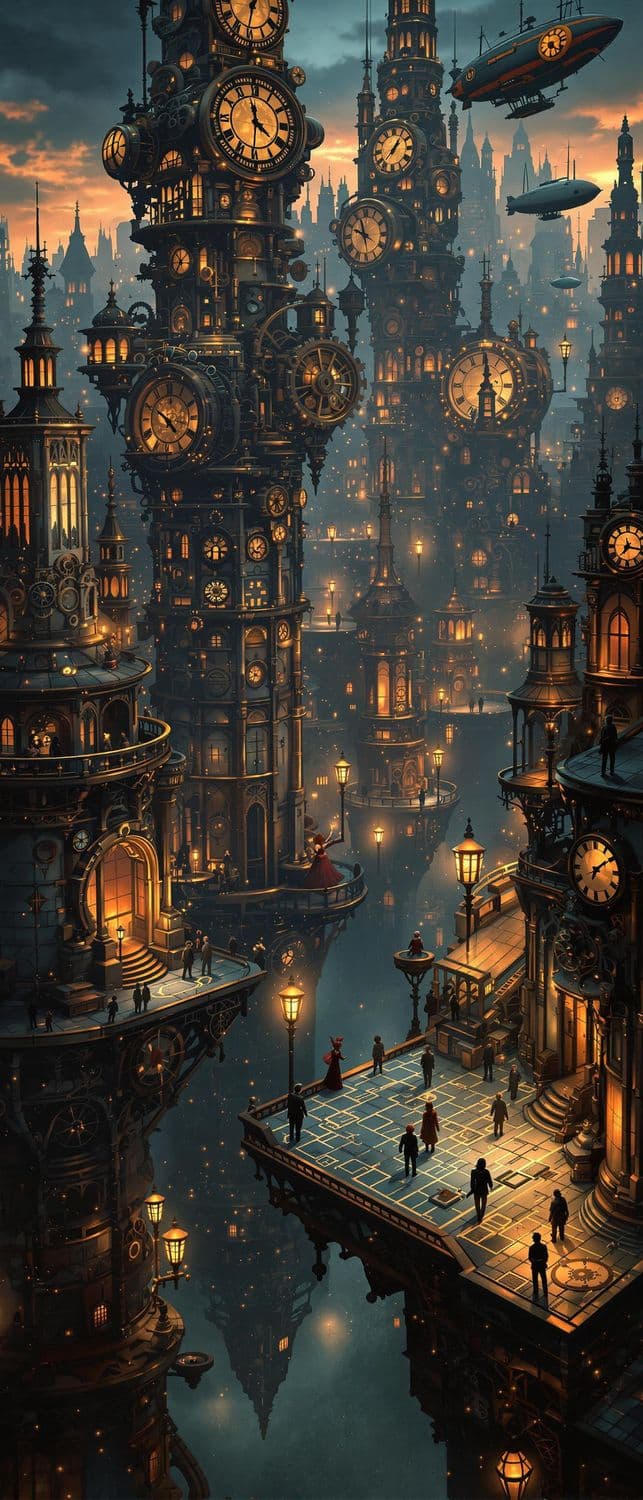 Steampunk City at Dusk