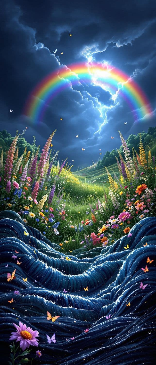 Rainbows Over Wildflower Meadow