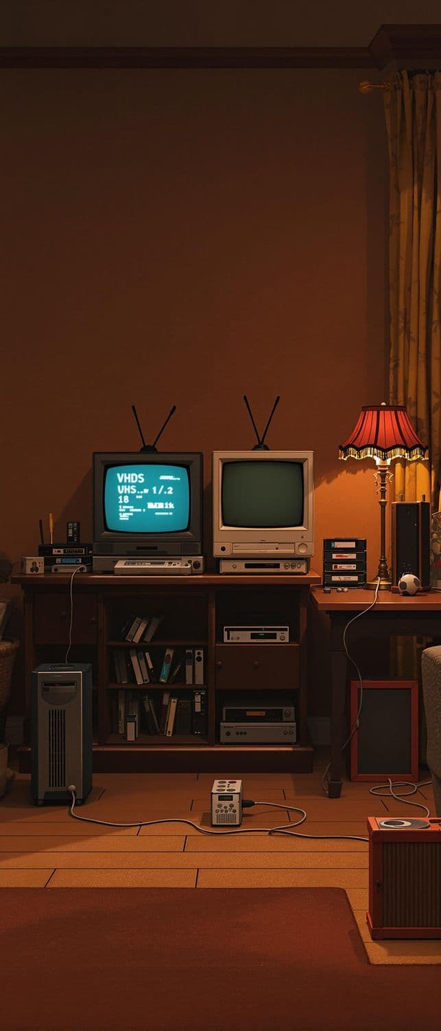 Vintage Living Room Entertainment Setup