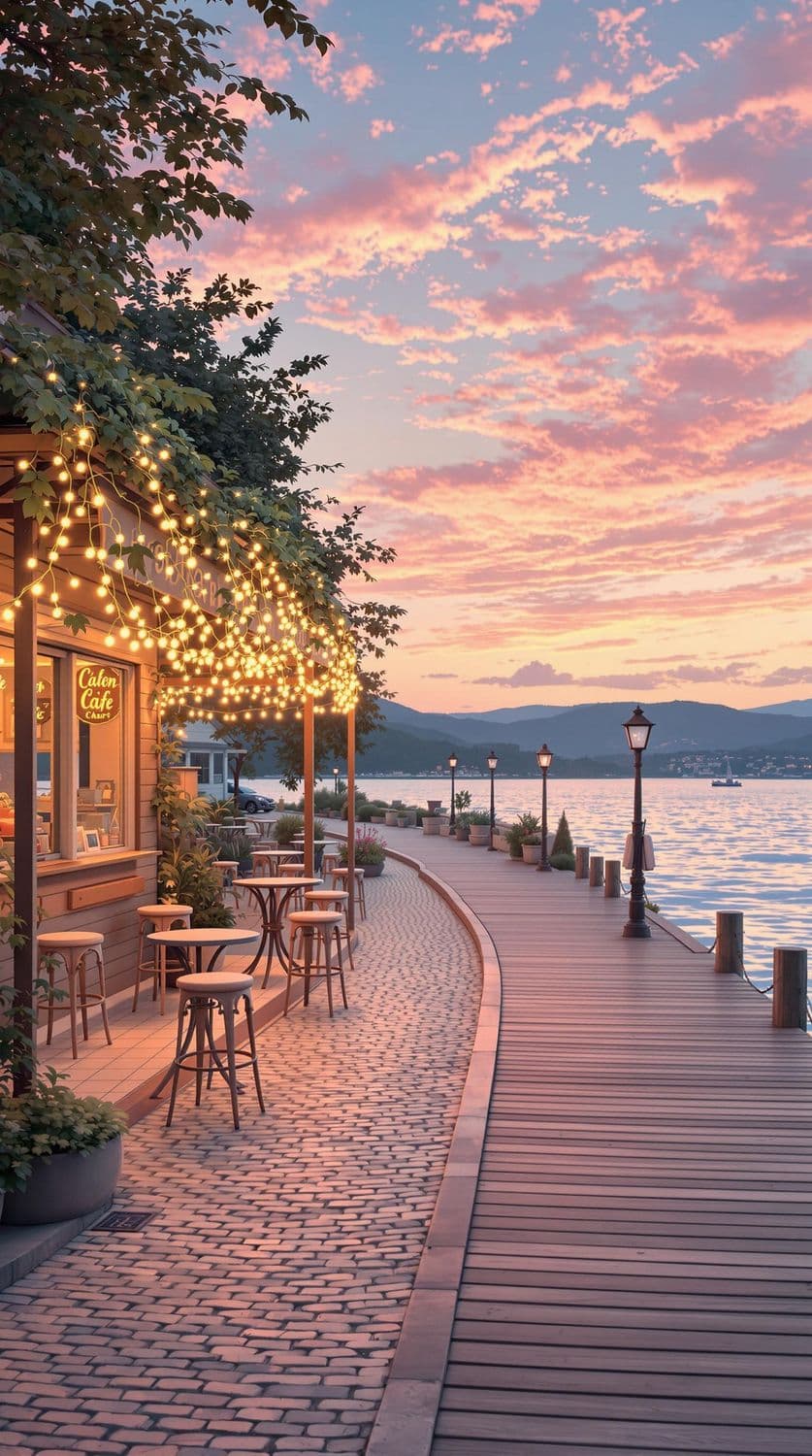 Riverside Café at Sunset