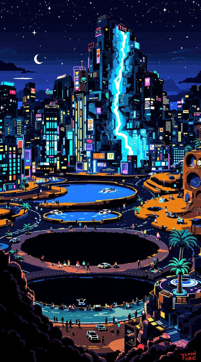 Neon Night Cityscape