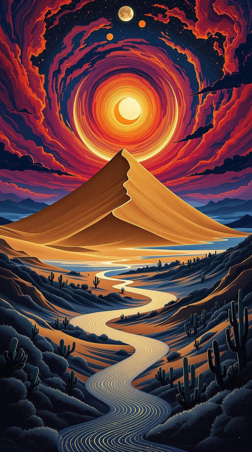 Mystical Desert with Shimmering Dunes
