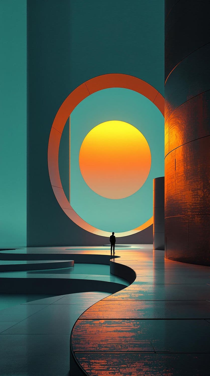 Ethereal Sunset Over Abstract Cityscape