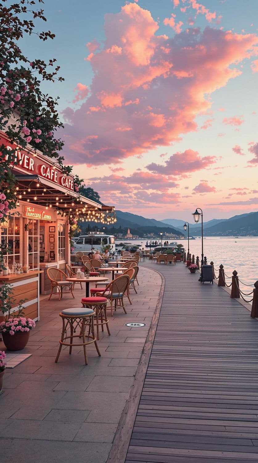 Riverside Promenade at Sunset