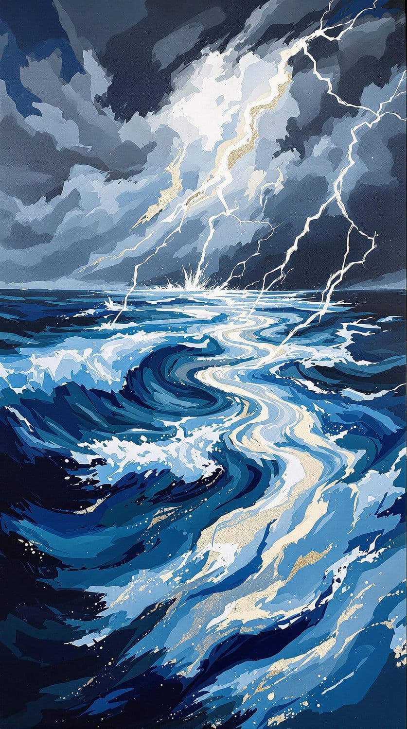 Stormy Sea with Lightning