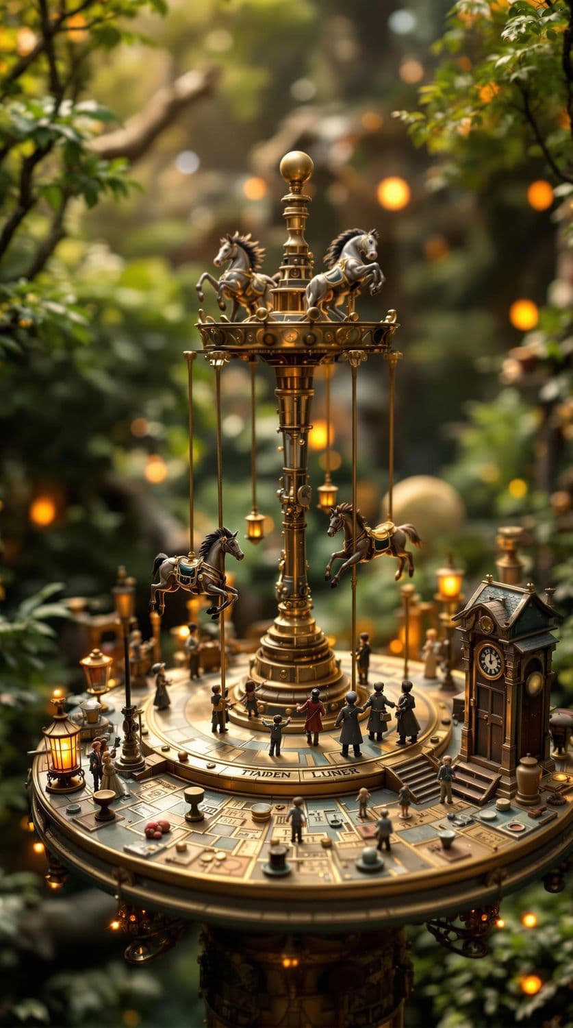Mechanical Carousel in Enchanted Garden