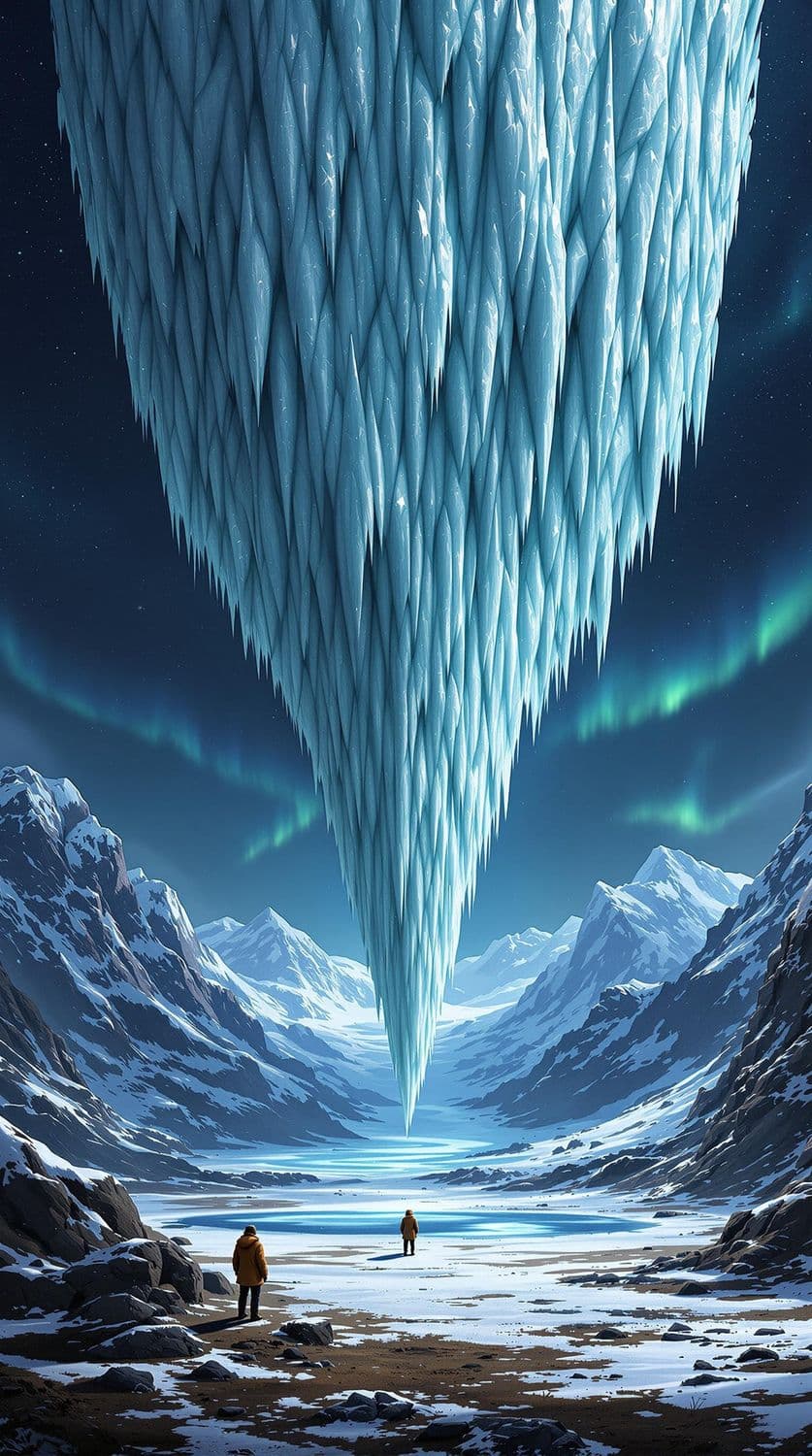 Floating Glacier Stalactite in a Surreal Arctic