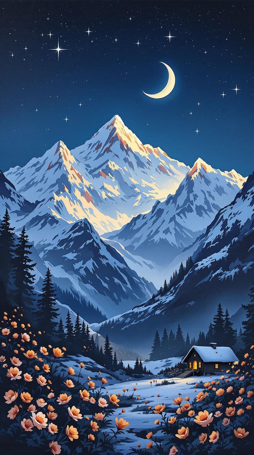 Moonlit Mountain Peace
