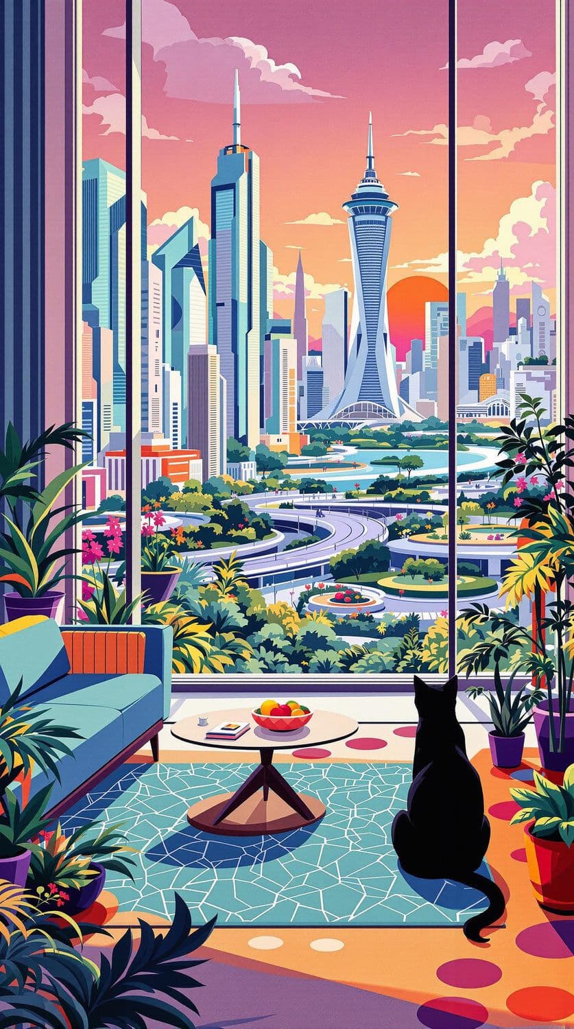 Sunset Skyline Through the Loft