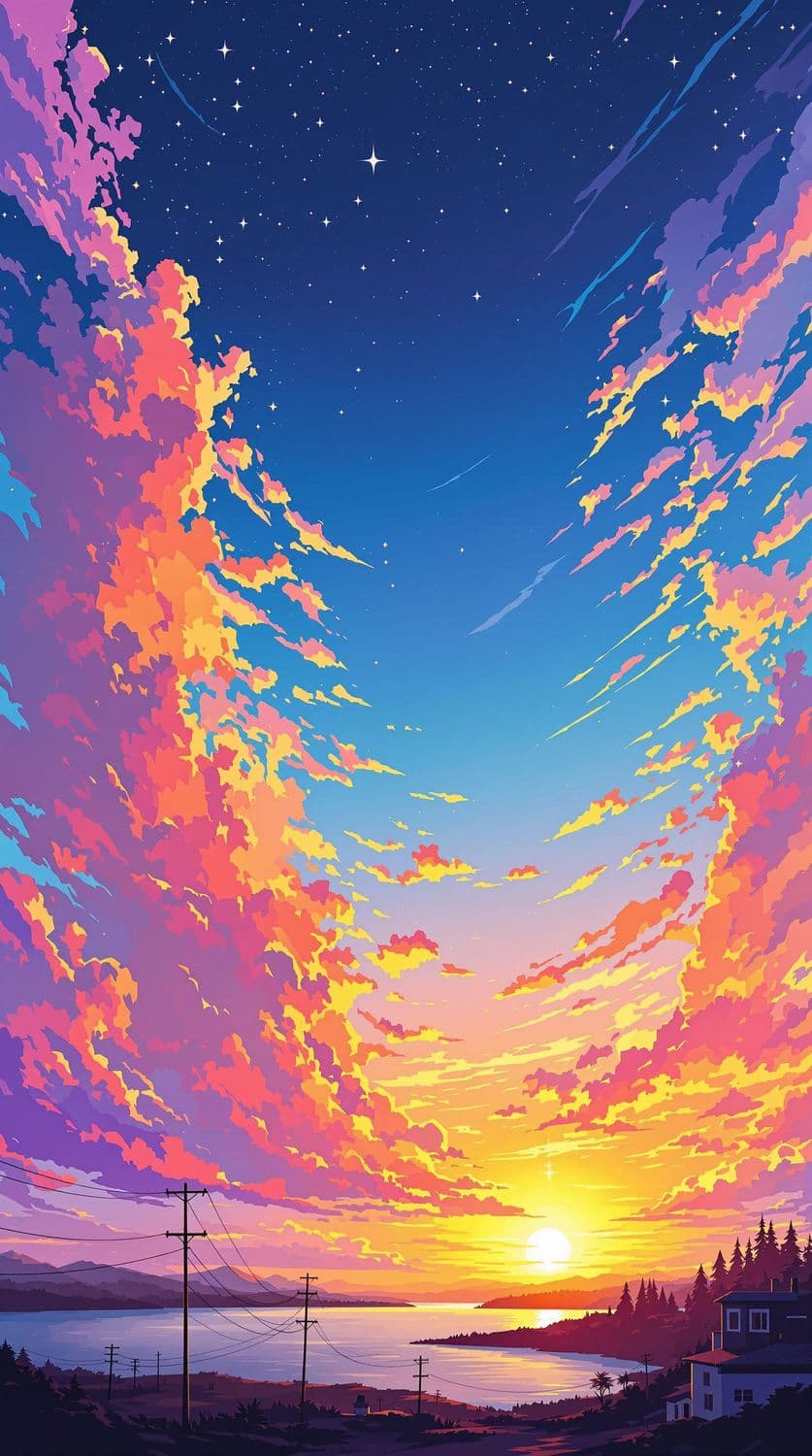 Radiant Sunrise Over Lake