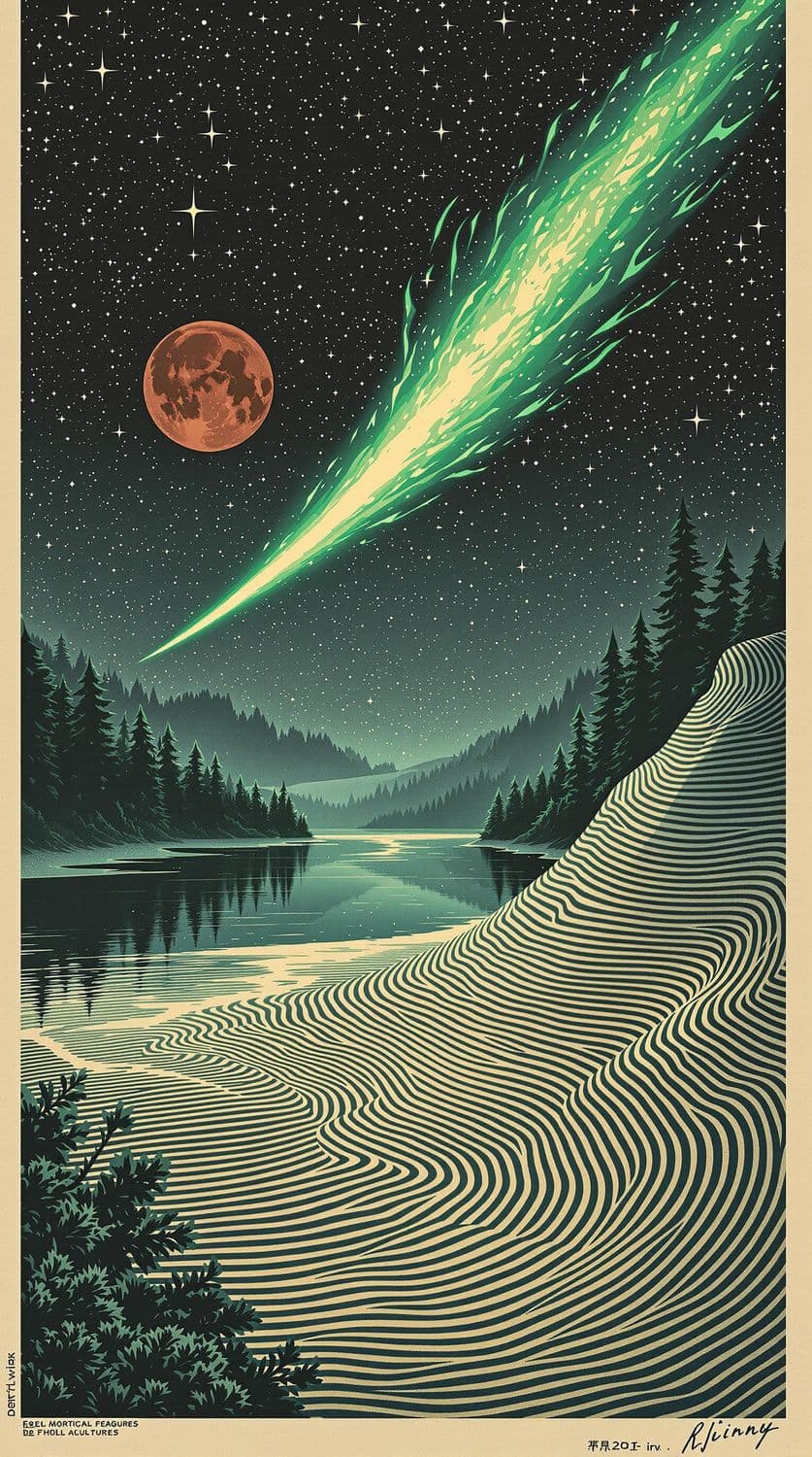 Comet Over Tranquil Lake