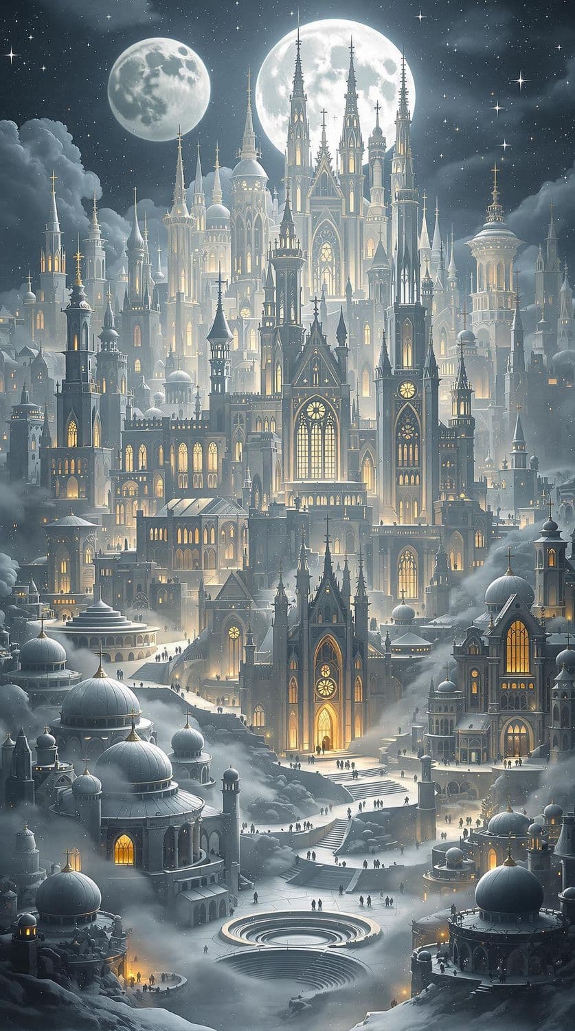 Moonlit Gothic Cityscape