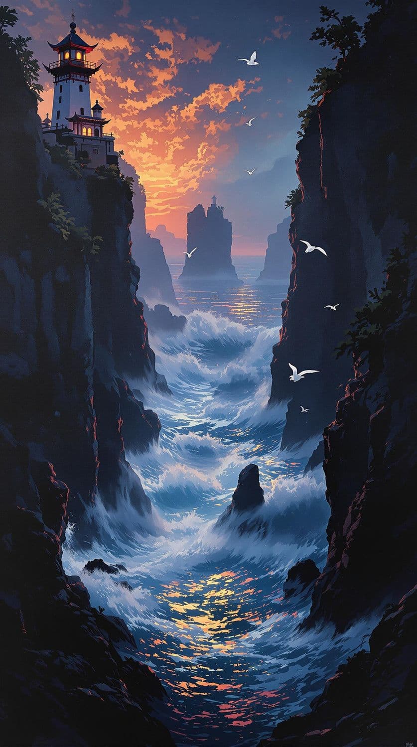 Twilight at the Lighthouse Cliff