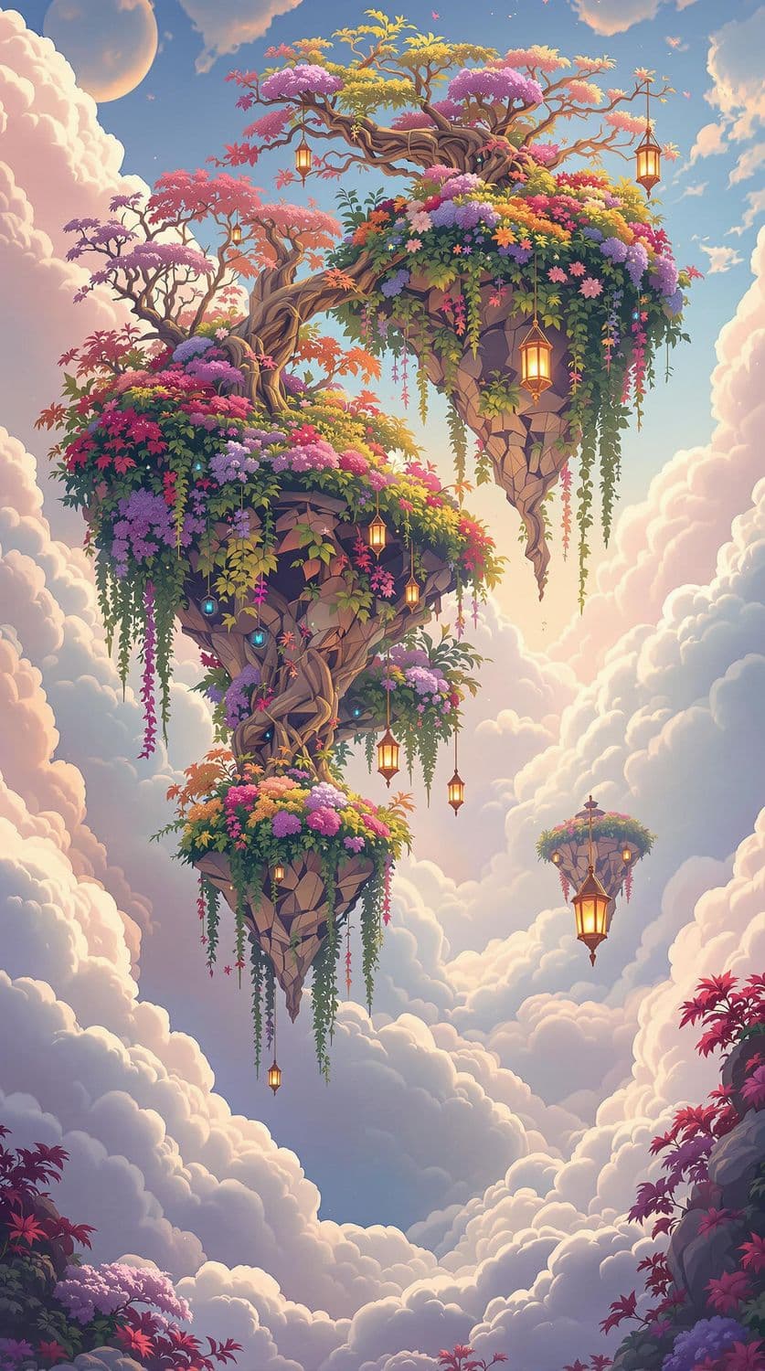 Levitating Gardens Over Cloud Sea