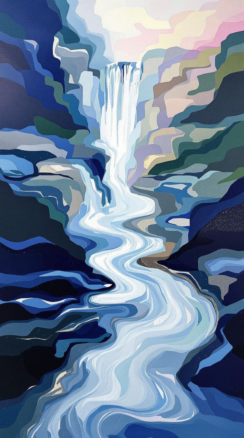 Cascading Waterfall at Dawn