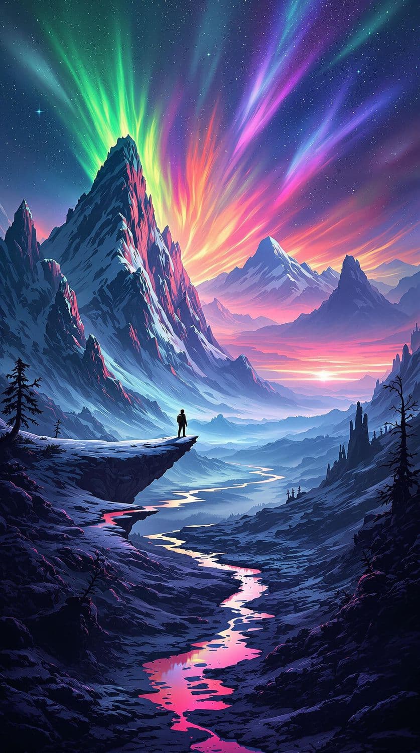 Aurora Over Alien Peaks