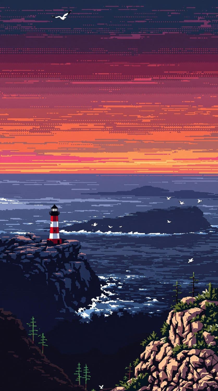 Pixel Art Sunset Seascape