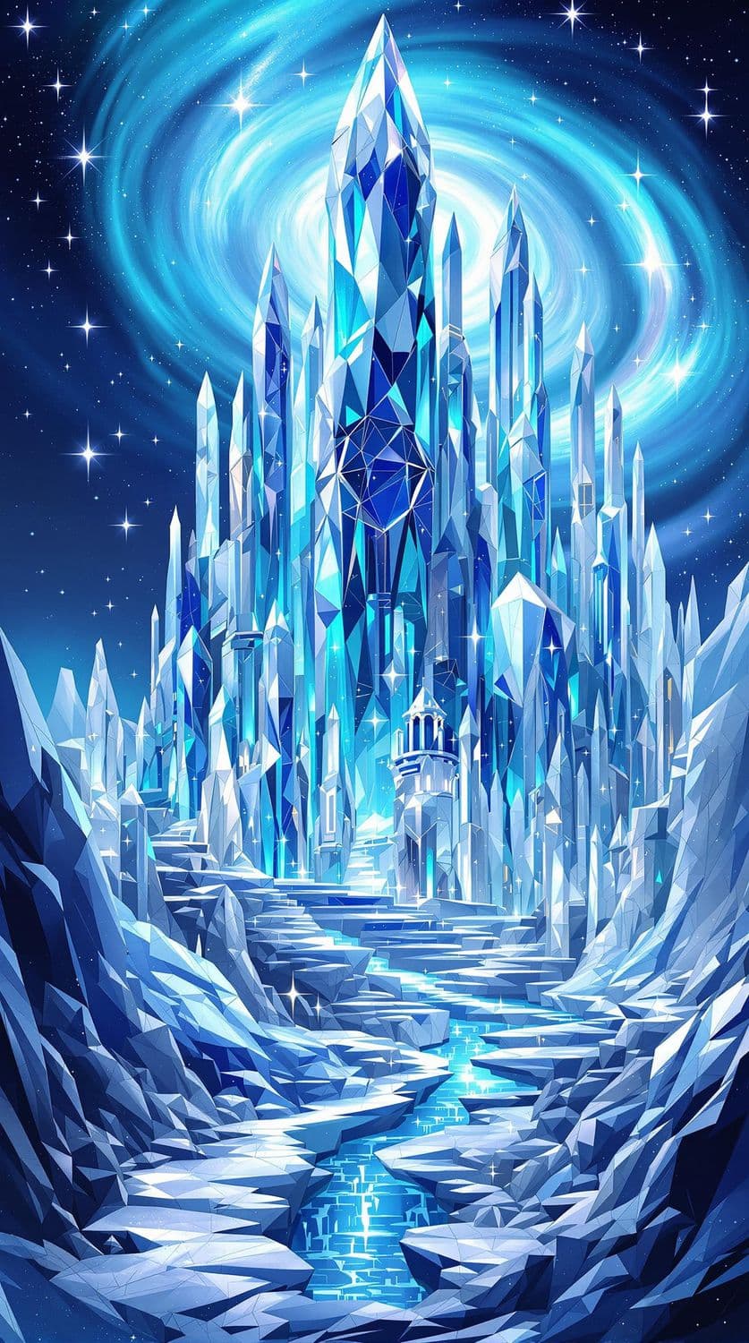 Icy Blue Crystal Cityscape