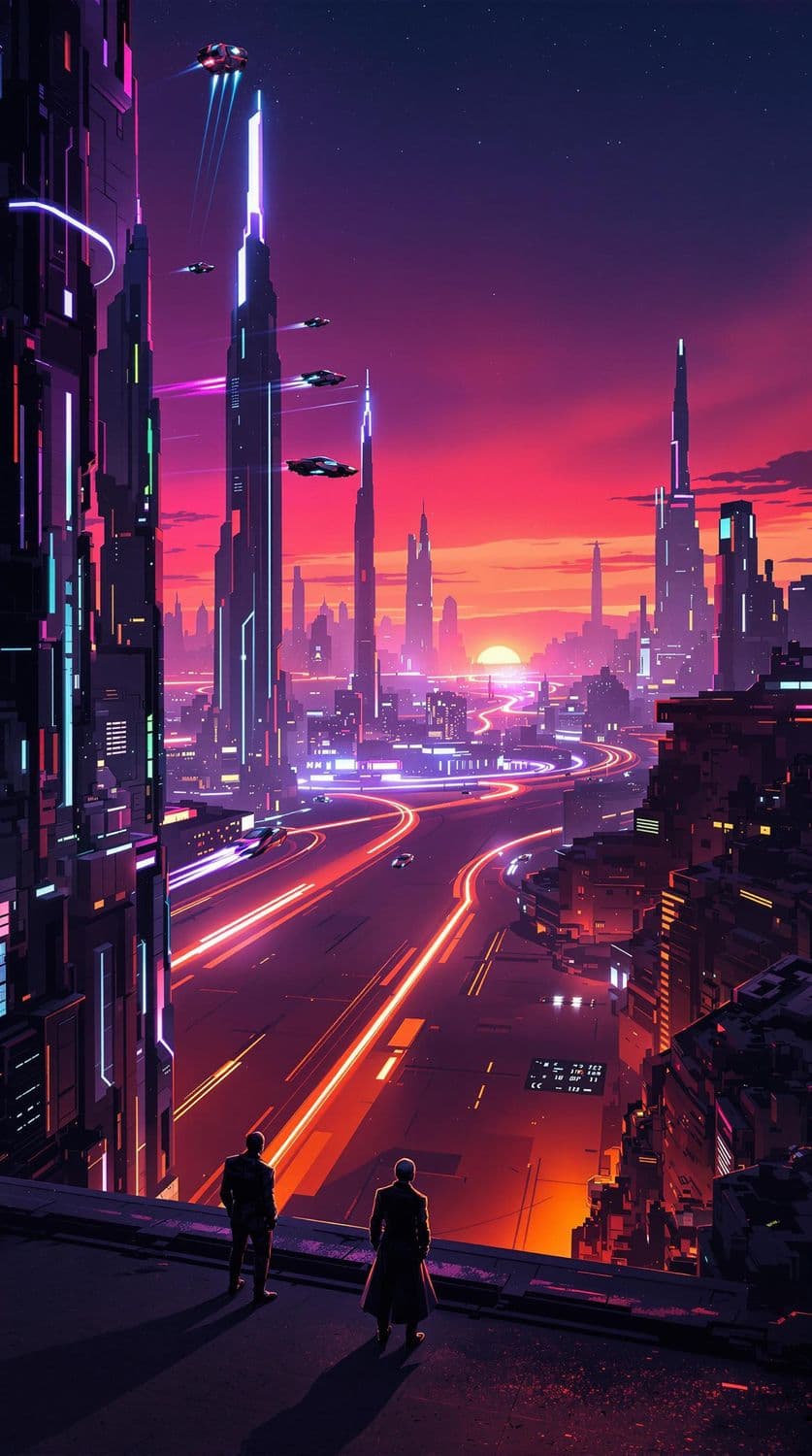 Twilight in a Futuristic Metropolis