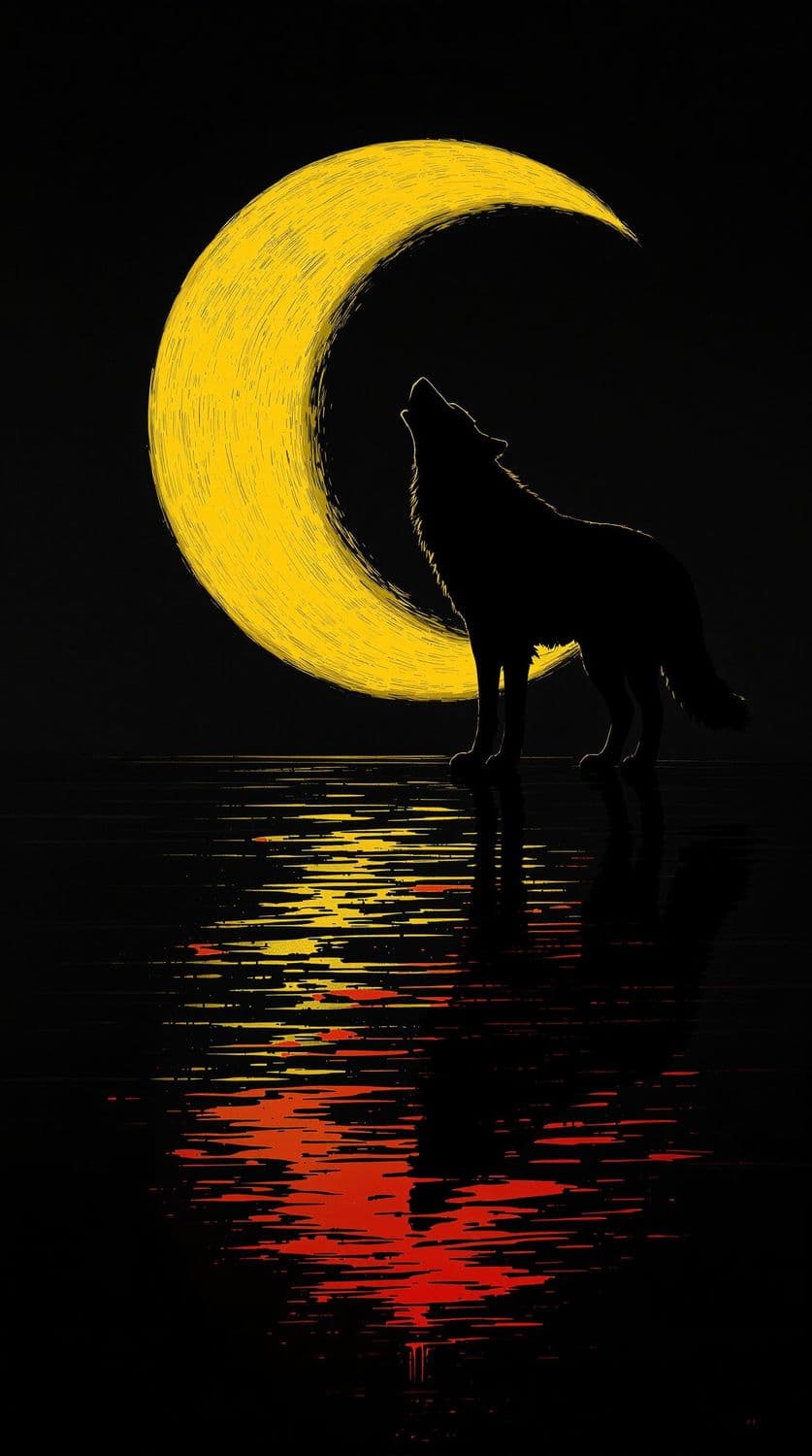 Howling Wolf and Crescent Moon