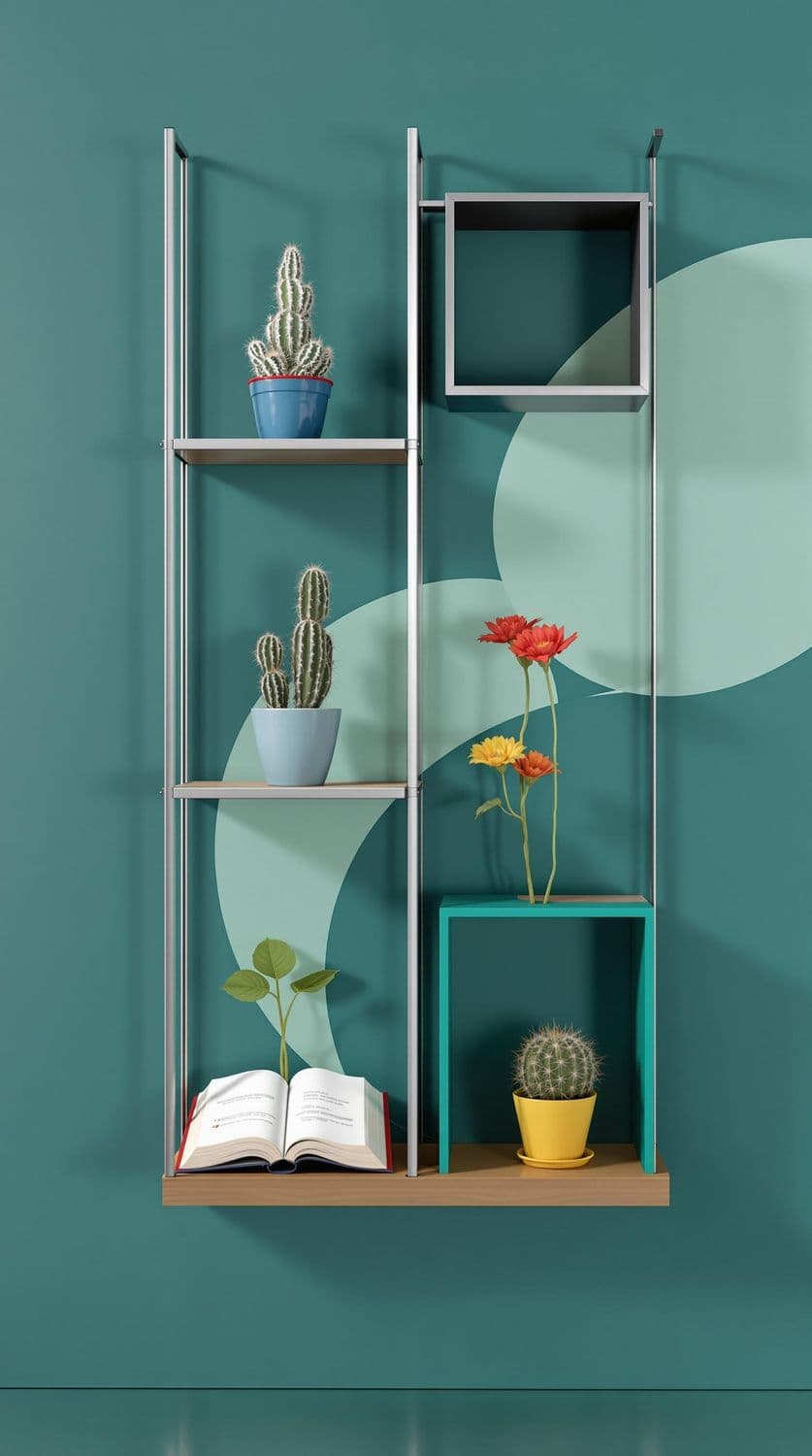 Cactus Collection on Metal Shelves