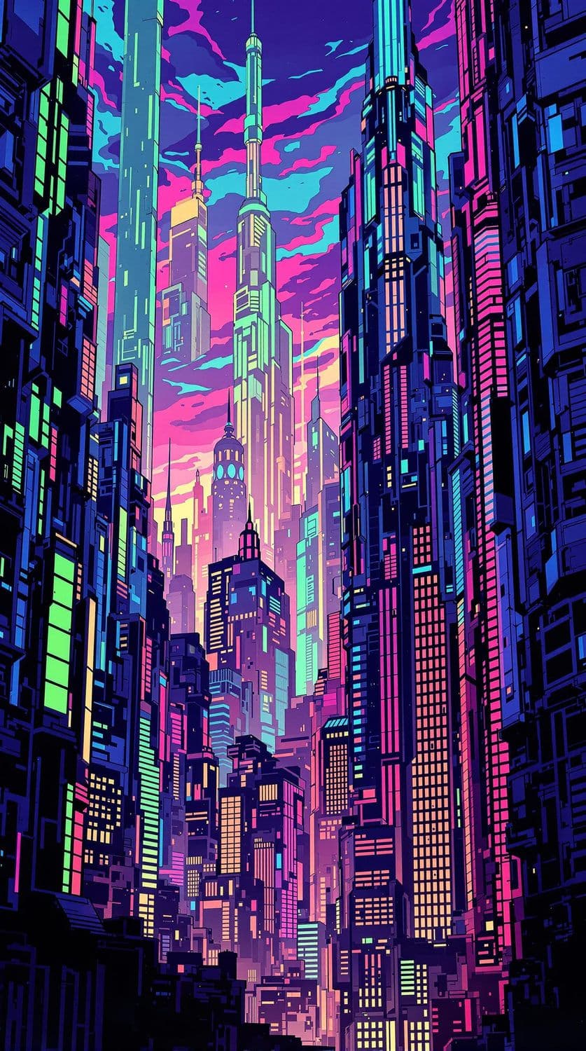 Futuristic City Skyline at Sunset