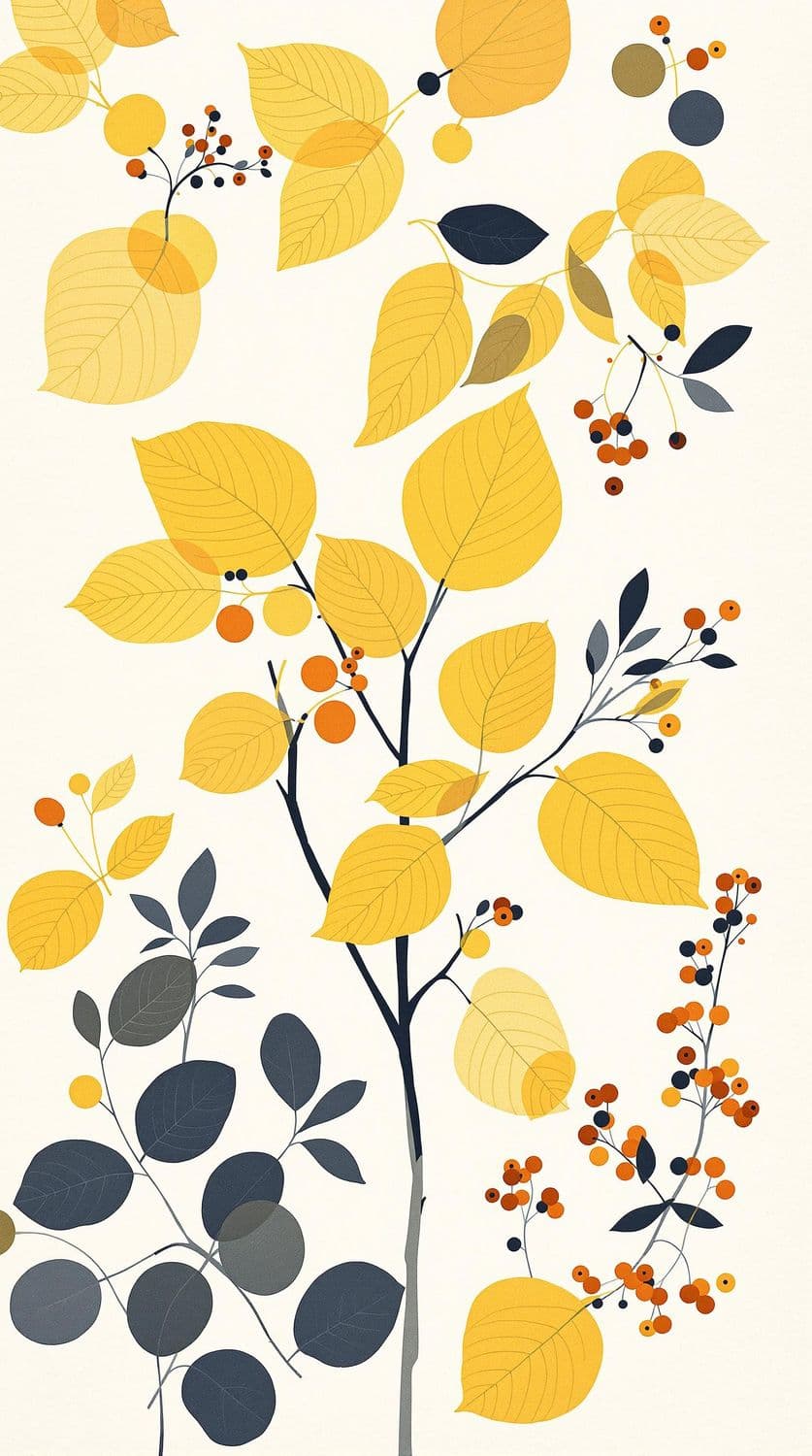 Golden Autumn Leaves and Berries