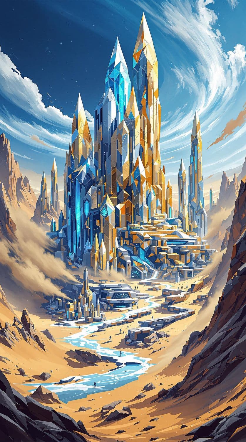 Desert City of Metallic Crystals