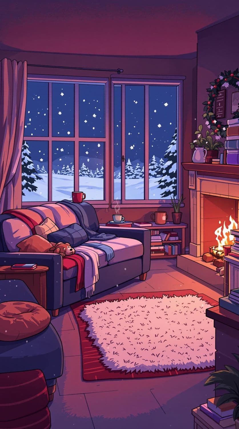 Snowy Night Living Room