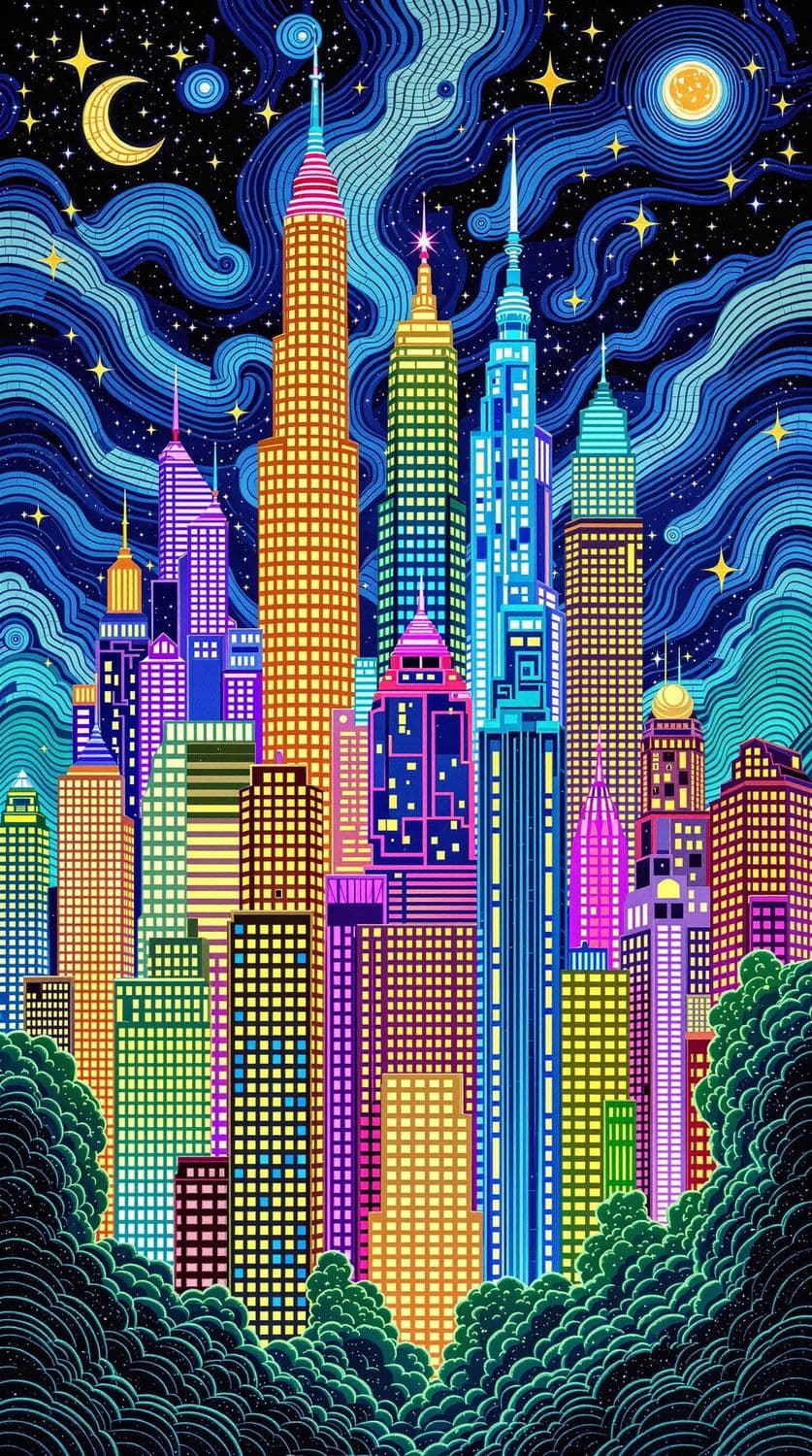Neon Night Skyline