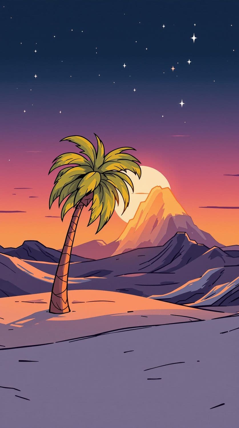 Desert Oasis at Dusk