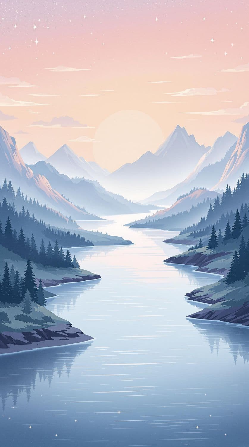 Dreamy Dawn Over the Valley