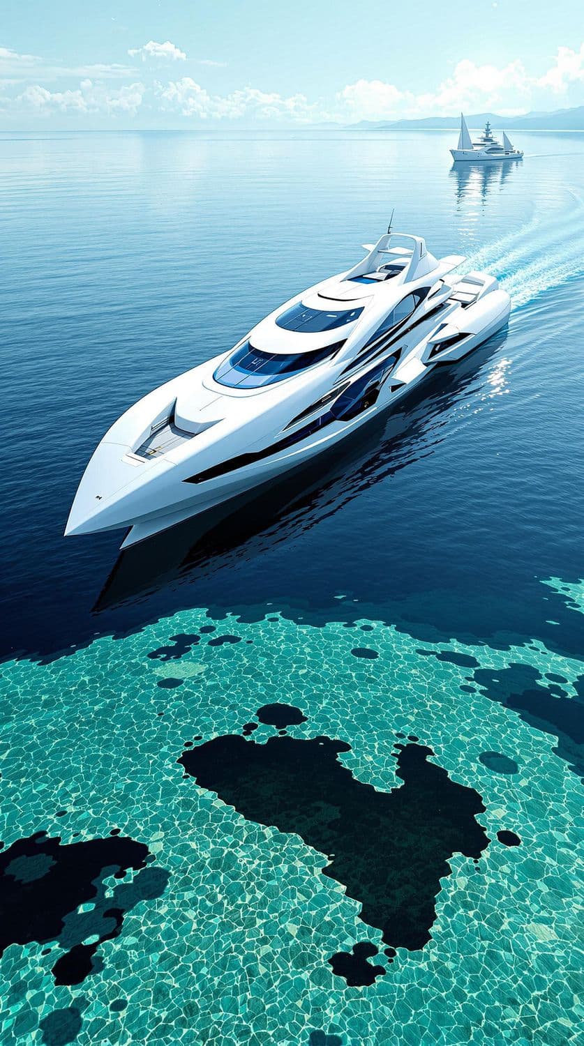 Futuristic Yacht on Ocean