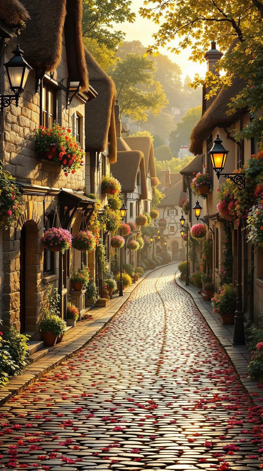 Charming Village at Golden Hour